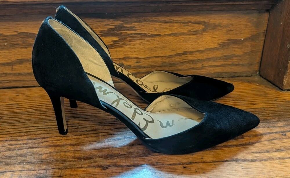 Sam Edelman Shoes Womens 9 Black Suede Telsa Stilettos Heels D'Orsay Pumps